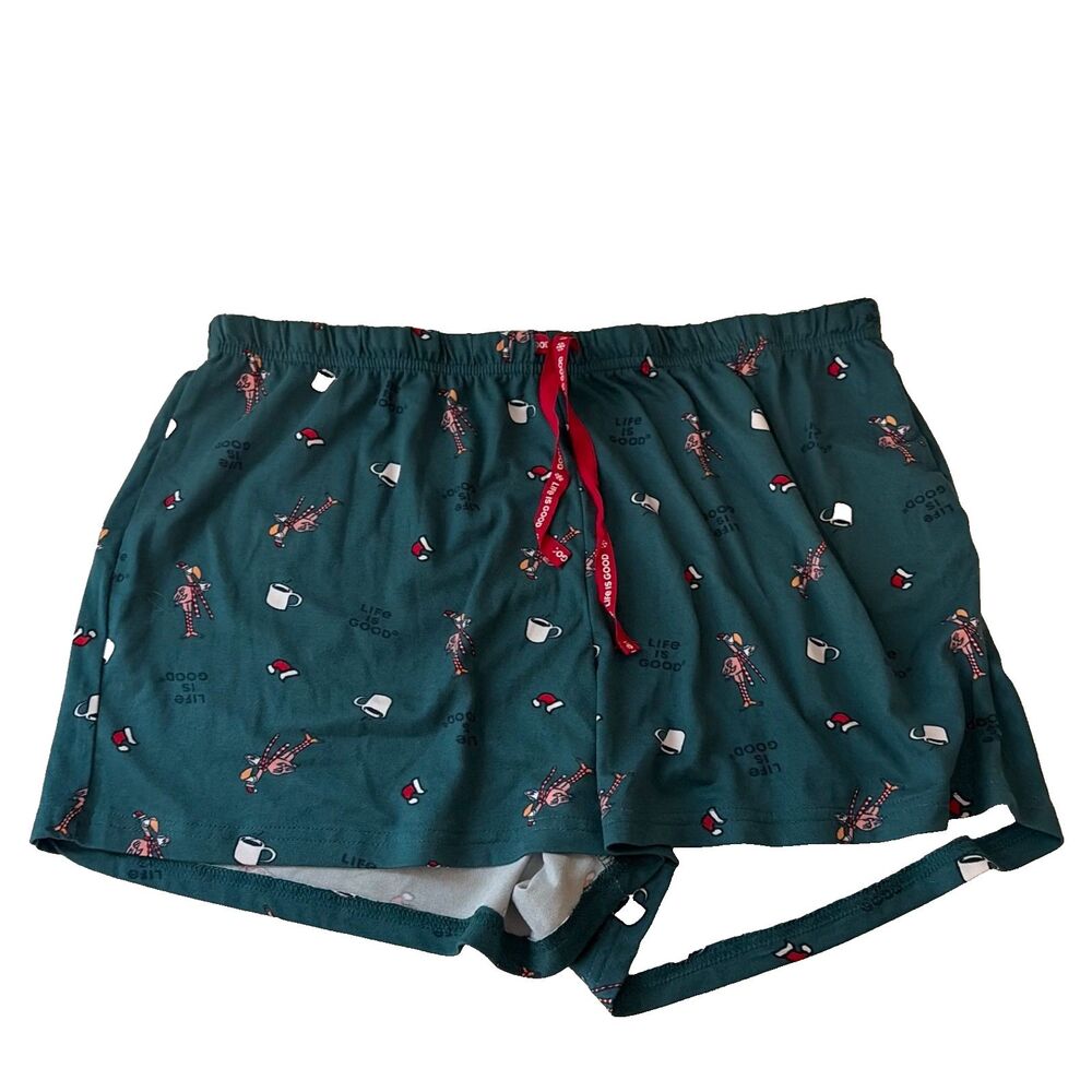 Life Is Good Shorts Women's XL Sleep Pajama Soft Christmas Holiday Tie